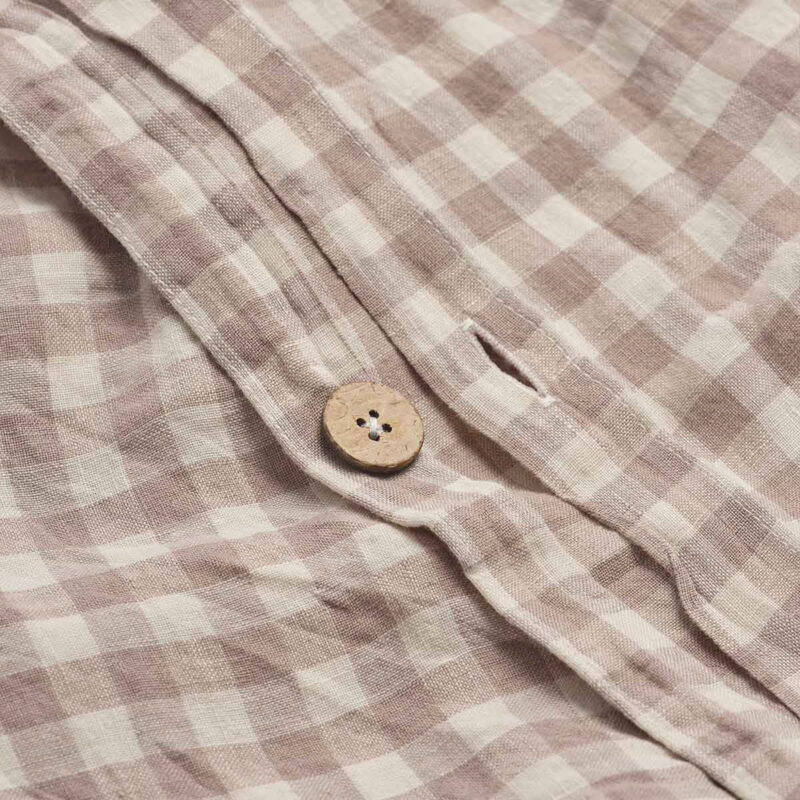 Mushroom Gingham Linen Blend Duvet Cover - Image 2