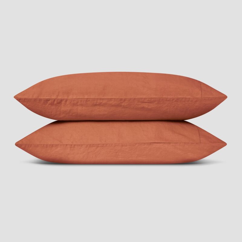 Burnt Orange Linen Blend Pillowcase (Pair) - Image 2