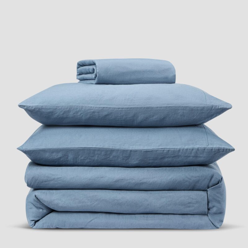 Dusk Blue Linen Blend Pillowcase (Pair) - Image 4