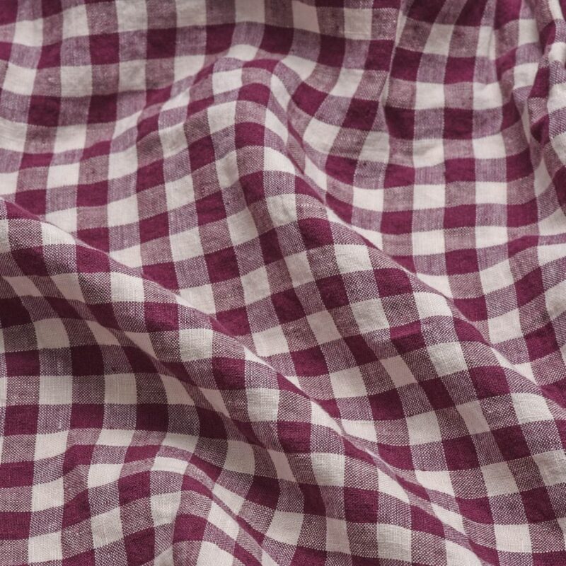 Berry Gingham Linen Blend Flat Sheet - Image 2