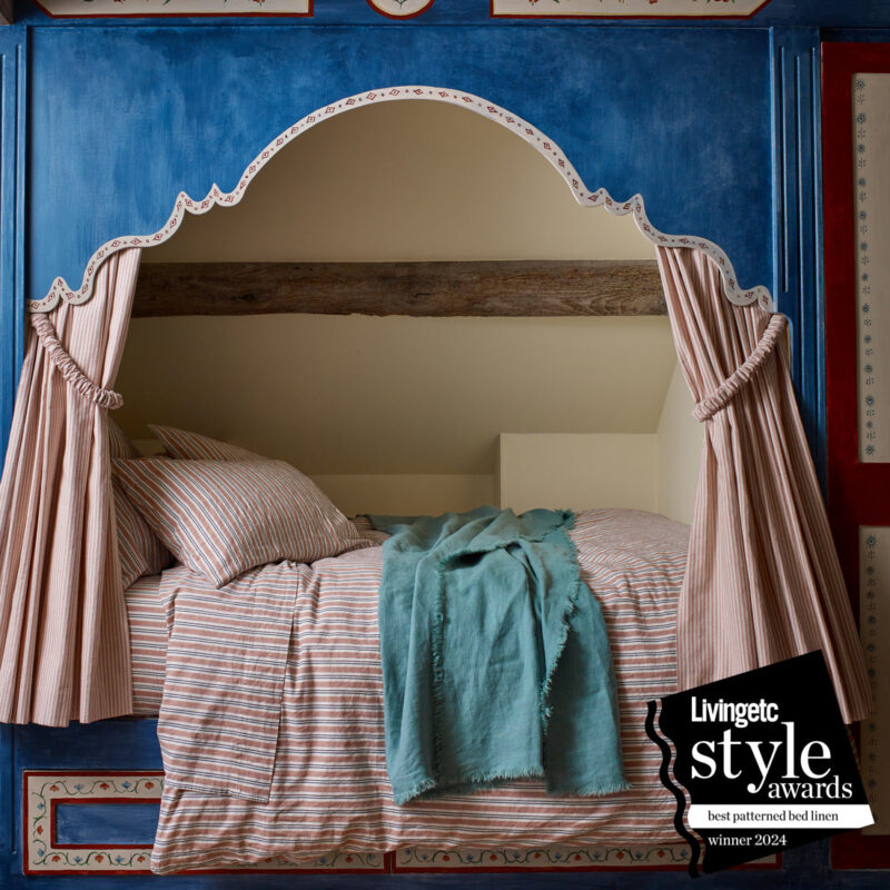 Warm Clay Somerley Stripe Linen Blend Flat Sheet - Image 4