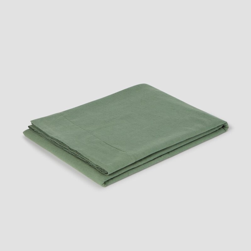 Elm Green Linen Blend Flat Sheet - Image 3
