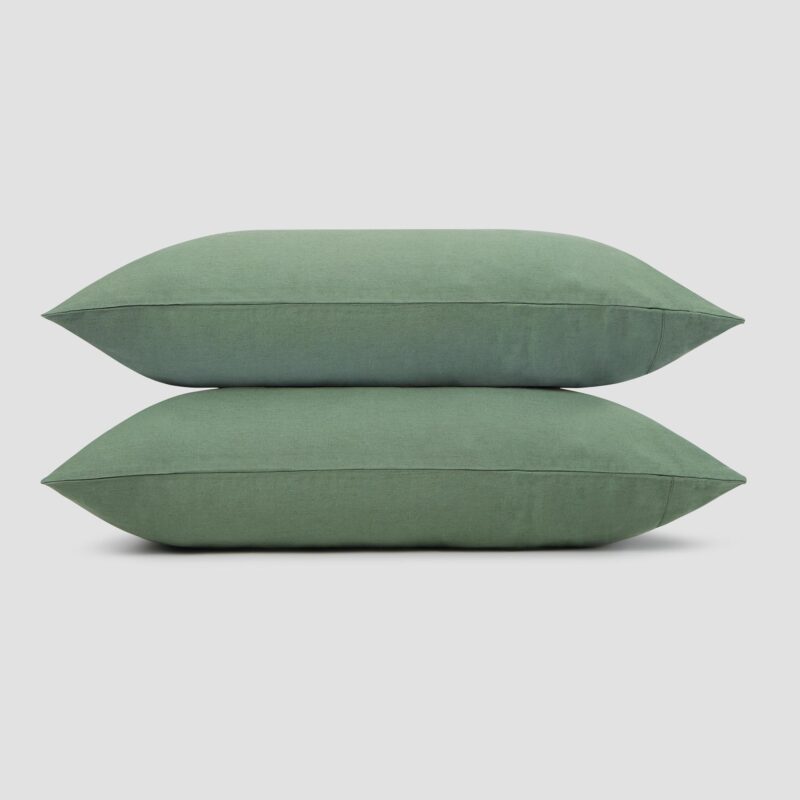 Elm Green Linen Blend Pillowcase (Pair) - Image 2