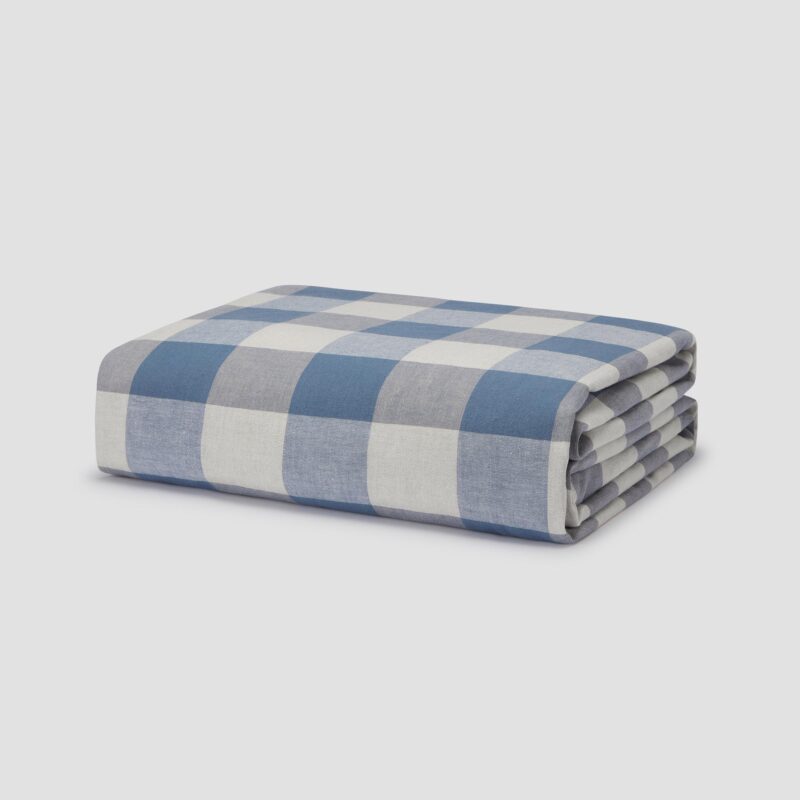 Blueberry Emsworth Plaid Linen Blend Duvet Cover - Image 4