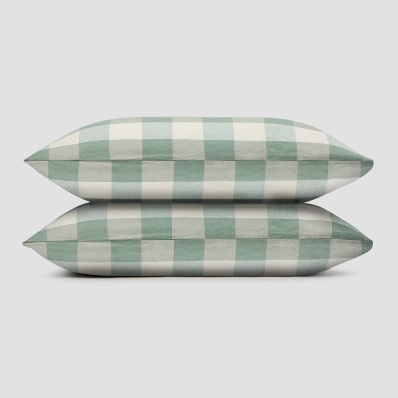 Elm Green Emsworth Plaid Linen Blend Pillowcase (Pair) - Image 3