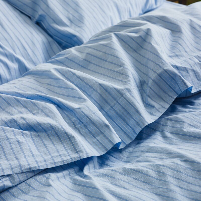 Pale Blue Favorite Shirt Stripe Cotton Flat Sheet