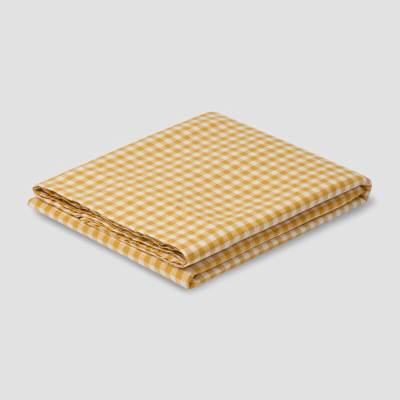 Honey Gingham Linen Blend Flat Sheet - Image 2