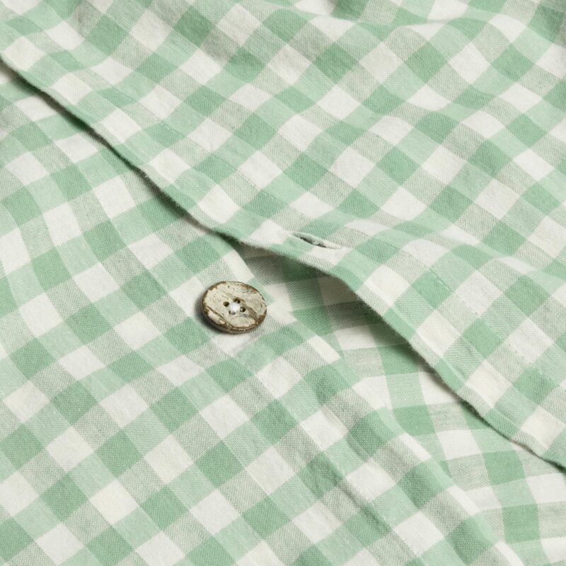 Sage Green Gingham Linen Blend Duvet Cover - Image 4