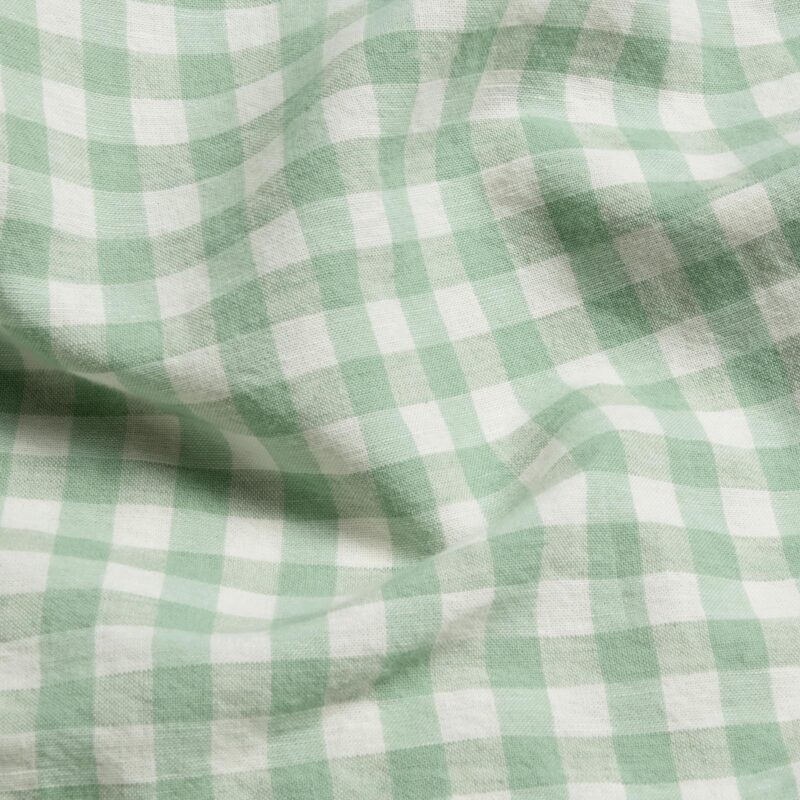 Sage Green Gingham Linen Blend Duvet Cover - Image 3