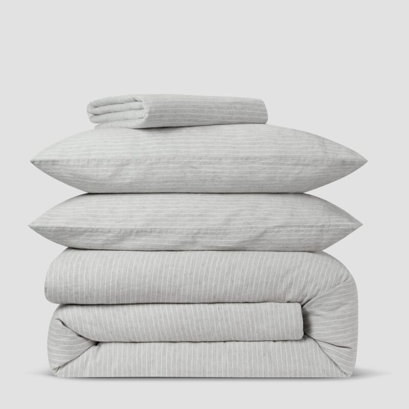 Gray Mini Stripe Linen Blend Pillowcases (Pair) - Image 5