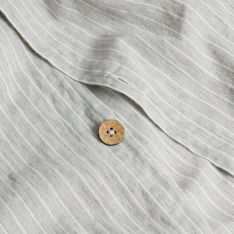 Gray Mini Stripe Linen Blend Duvet Cover - Image 4