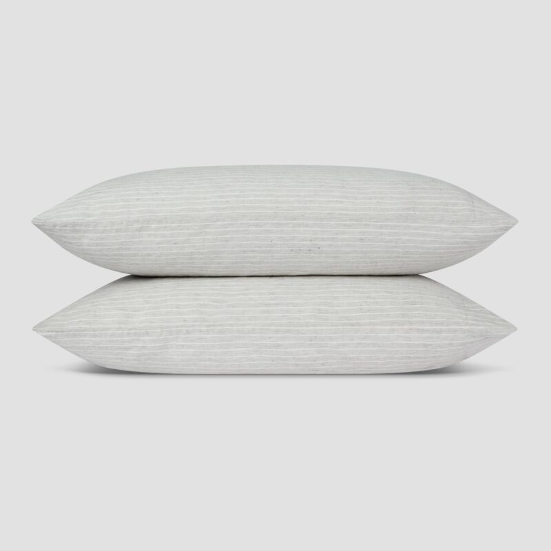Gray Mini Stripe Linen Blend Pillowcases (Pair) - Image 3