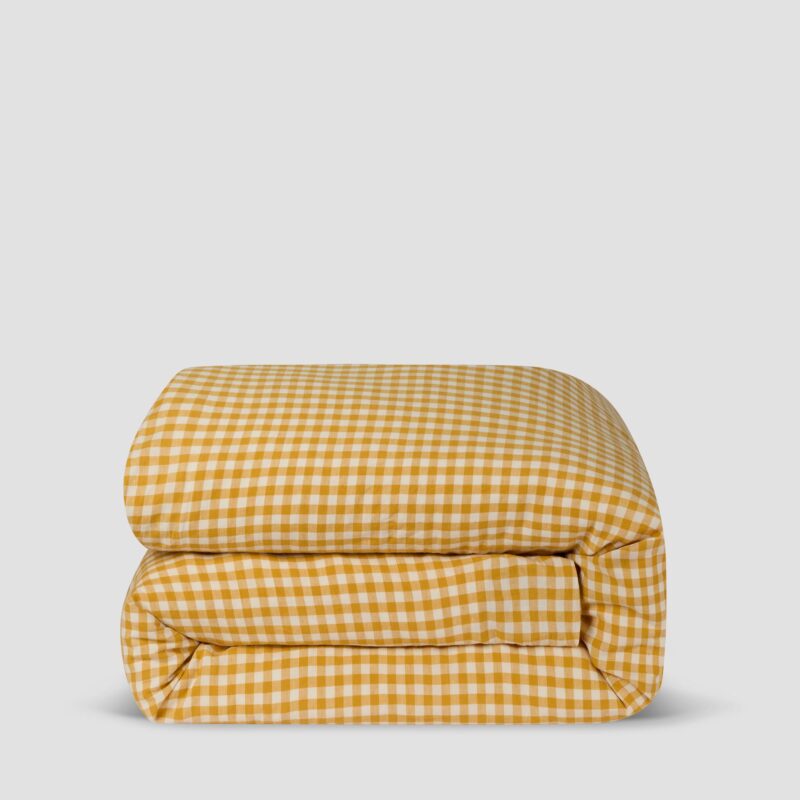 Honey Gingham Linen Blend Duvet Cover - Image 2