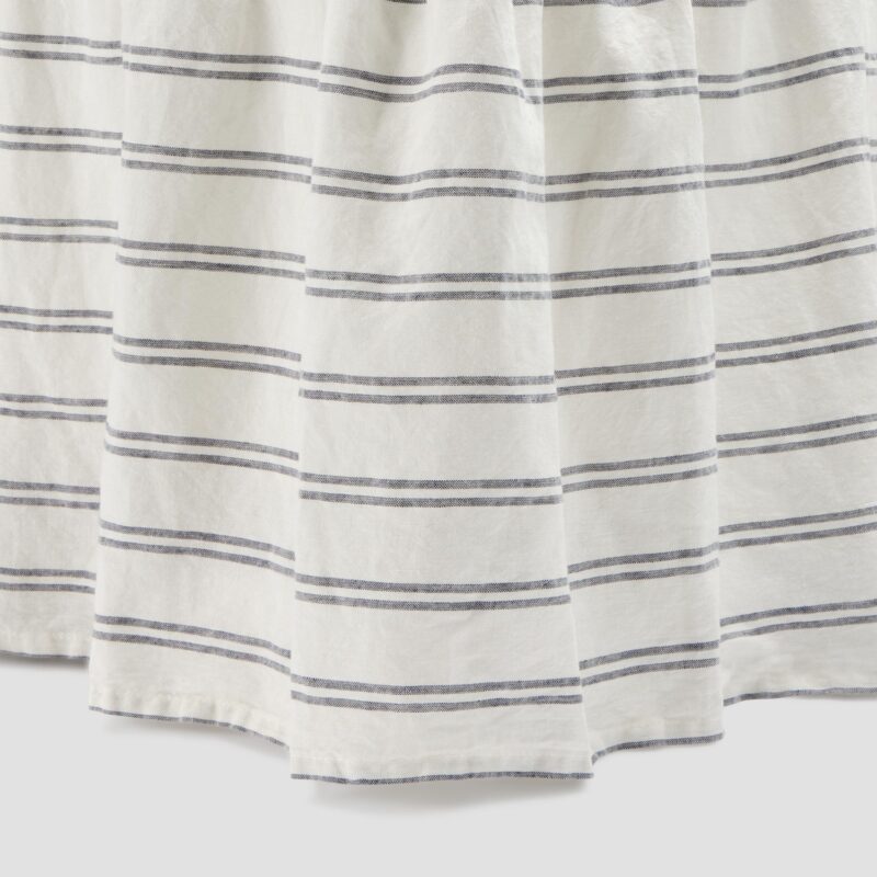 Ivory Kemptown Stripe 100% Linen Bed Skirt - Image 3