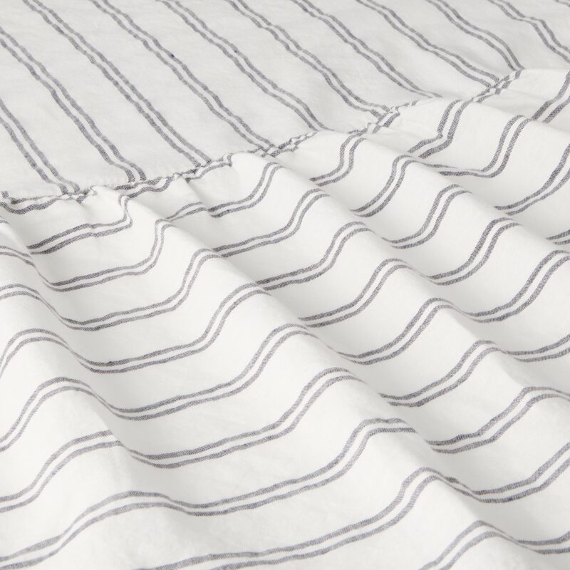 Ivory Kemptown Stripe 100% Linen Bed Skirt - Image 2