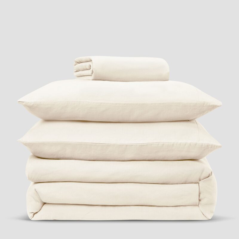 Pearl Linen Blend Duvet Cover - Image 4