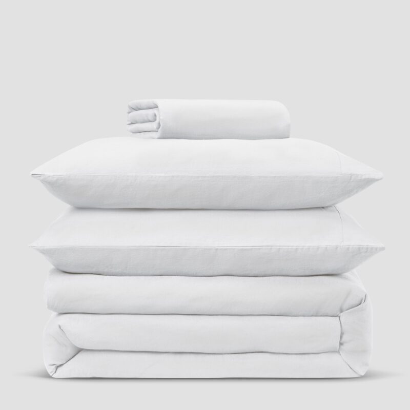 White Linen Blend Duvet Cover - Image 4