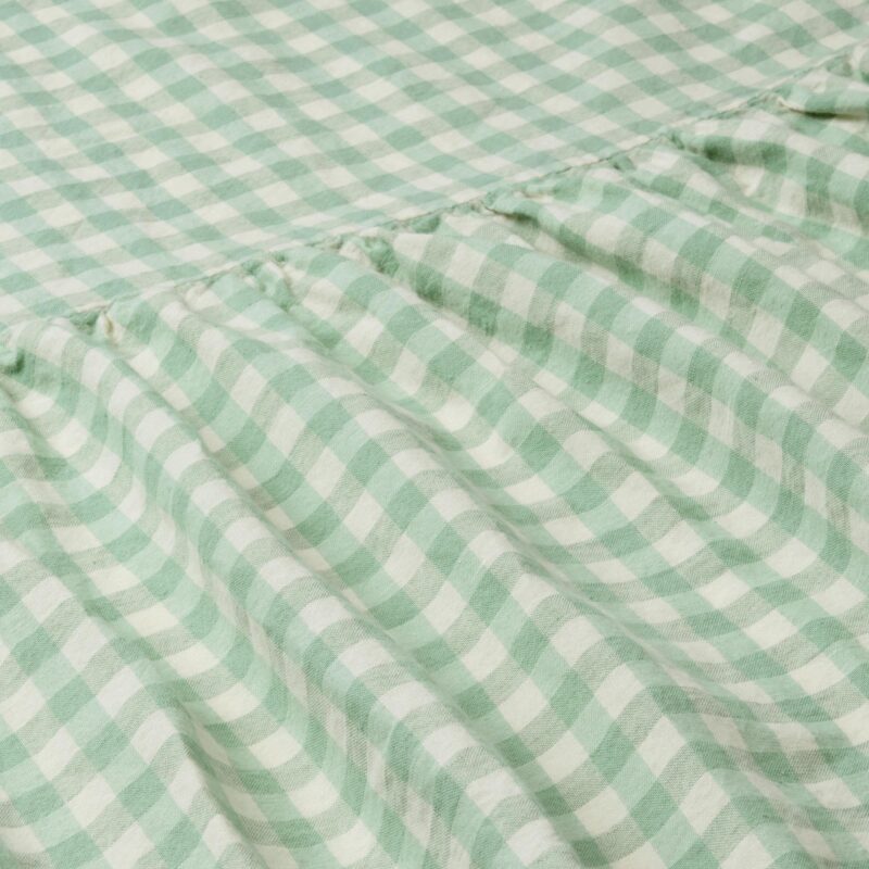 Sage Gingham Linen Blend Bed Skirt - Image 2