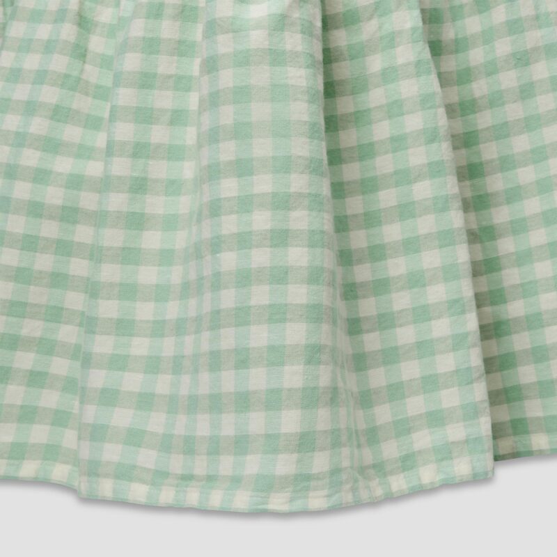 Sage Gingham Linen Blend Bed Skirt