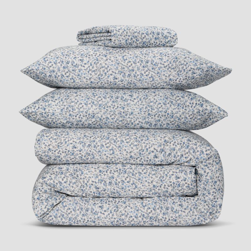 Blue Mini Meadow Cotton Flat Sheet - Image 4