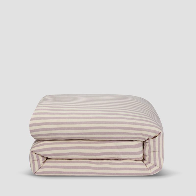 Elderberry Pembroke Stripe Linen Blend Duvet Cover - Image 3