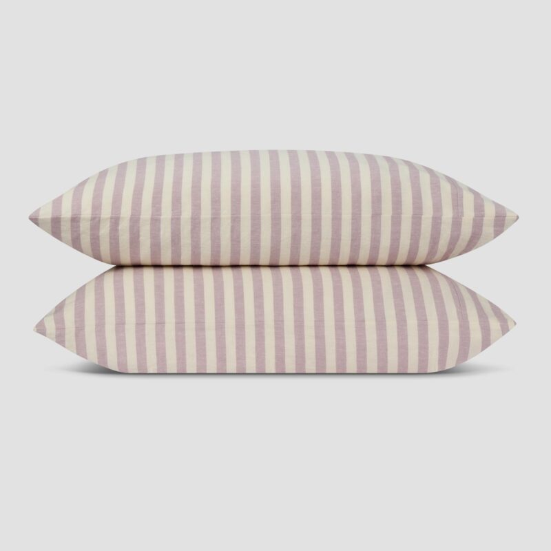 Elderberry Pembroke Stripe Linen Blend Pillowcase (Pair) - Image 2