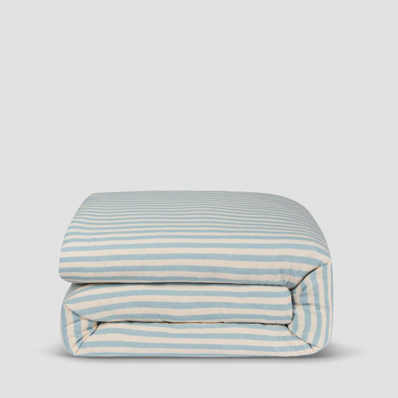 Coastal Blue Pembroke Stripe Linen Blend Duvet Cover - Image 2