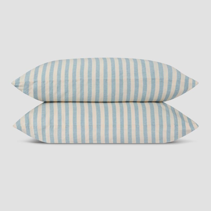 Coastal Blue Pembroke Stripe Linen Blend Pillowcase (Pair) - Image 2