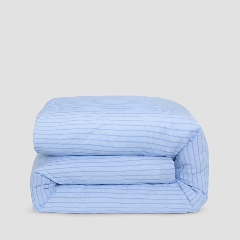 Pale Blue Favorite Shirt Stripe Cotton Duvet Cover - Image 2