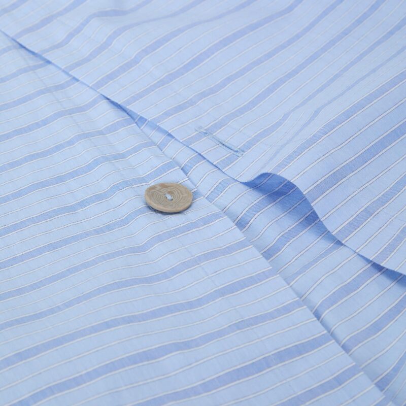 Pale Blue Favorite Shirt Stripe Cotton Duvet Cover - Image 3