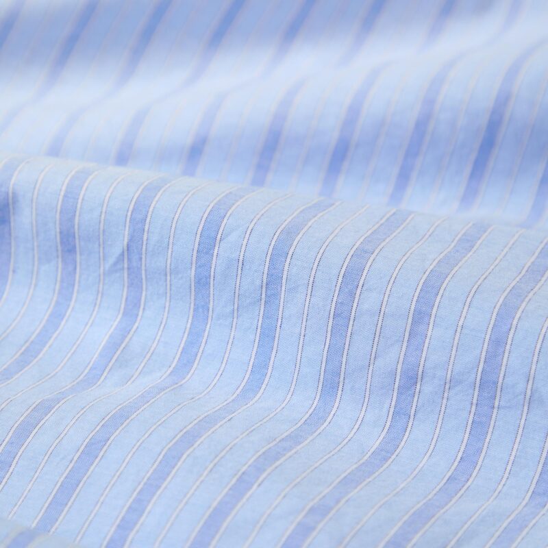 Pale Blue Favorite Shirt Stripe Cotton Duvet Cover - Image 4