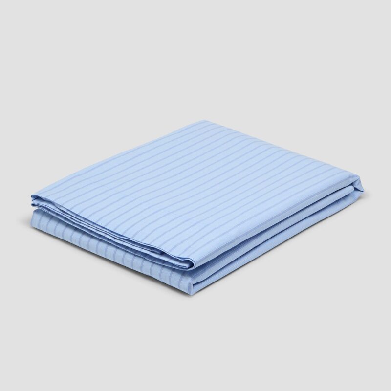 Pale Blue Favorite Shirt Stripe Cotton Flat Sheet - Image 2