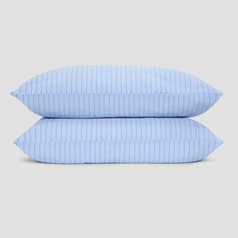Pale Blue Favorite Shirt Stripe Cotton Pillowcases (Pair) - Image 2