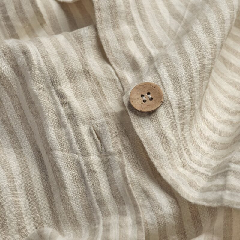 Oatmeal Stripe Linen Blend Duvet Cover - Image 4