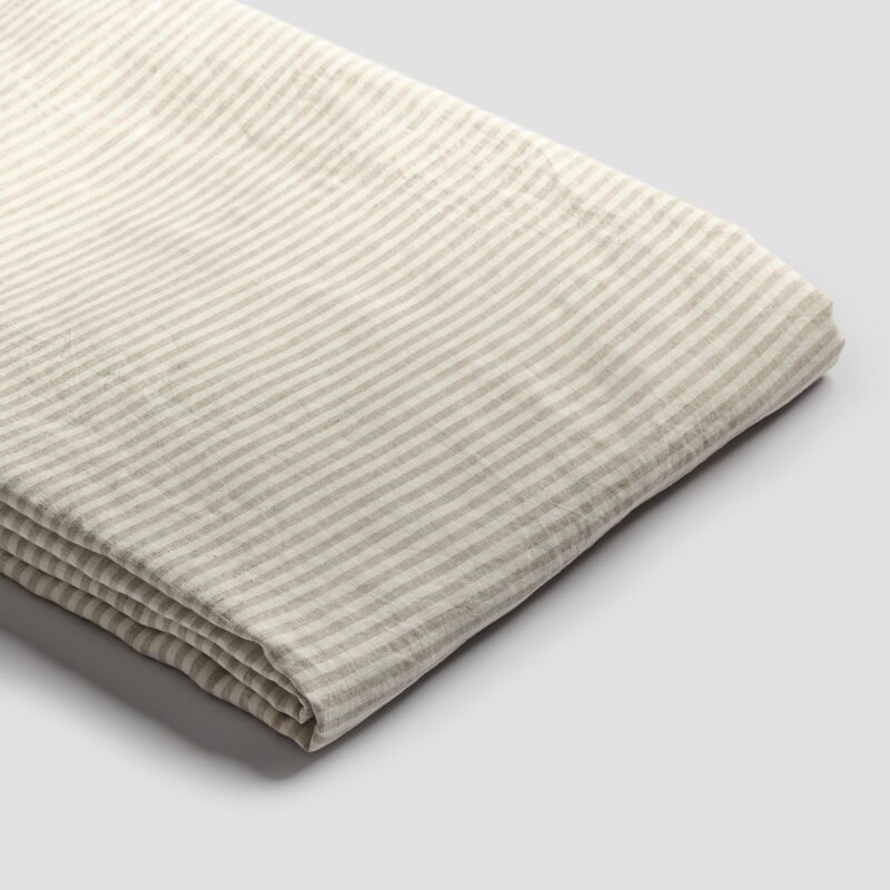 Oatmeal Stripe Linen Blend Duvet Cover - Image 2