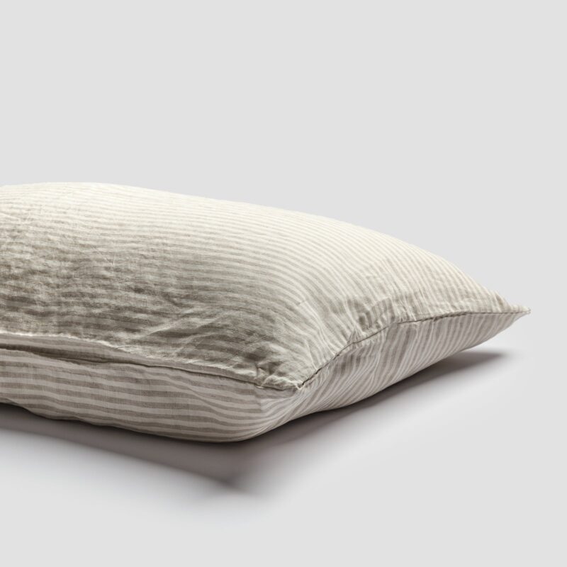 Oatmeal Stripe Linen Blend Pillowcase (Pair) - Image 2