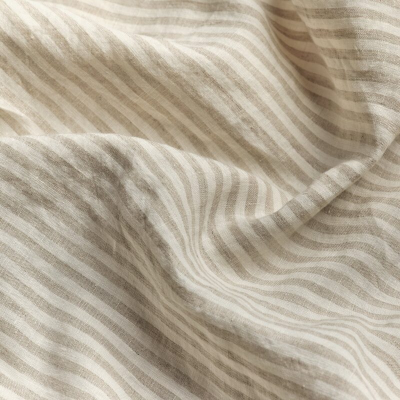 Oatmeal Stripe Linen Blend Duvet Cover - Image 3