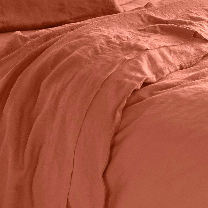 Burnt Orange Linen Blend Flat Sheet