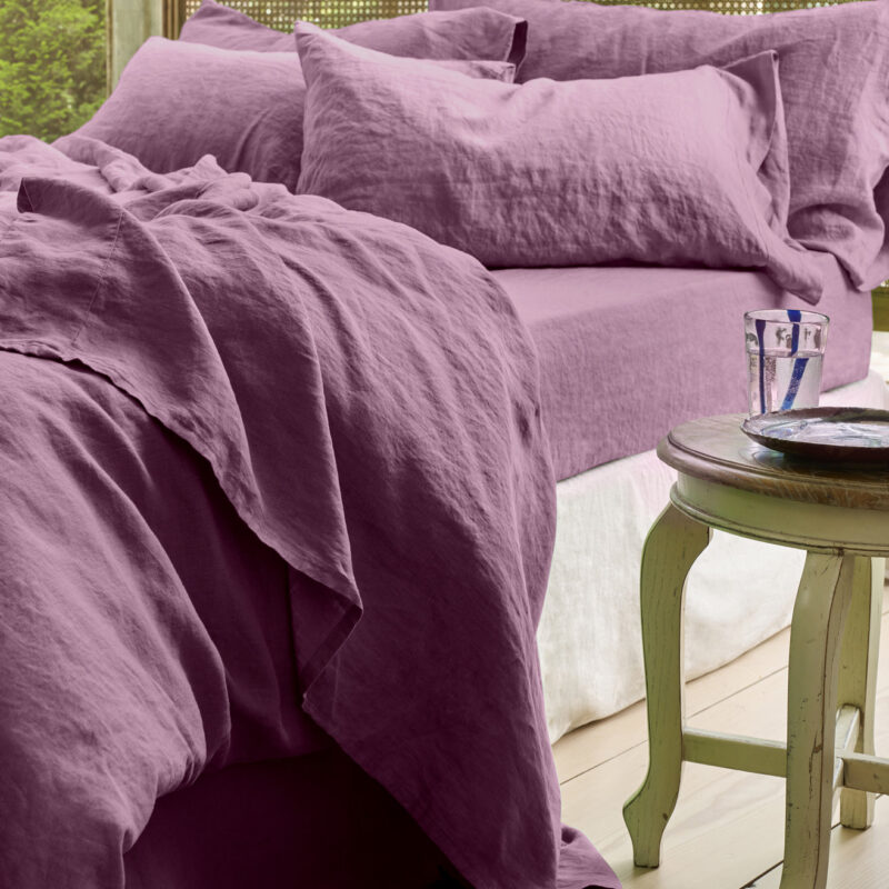 Raspberry 100% Linen Flat Sheet