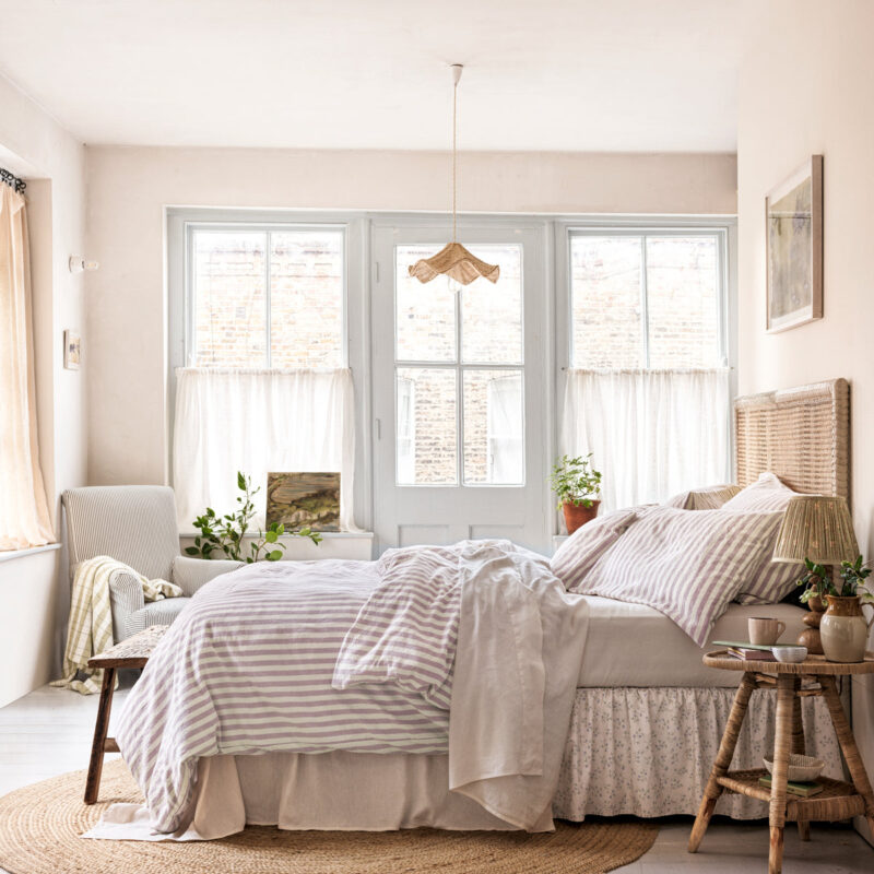 Elderberry Pembroke Stripe Linen Blend Duvet Cover - Image 2