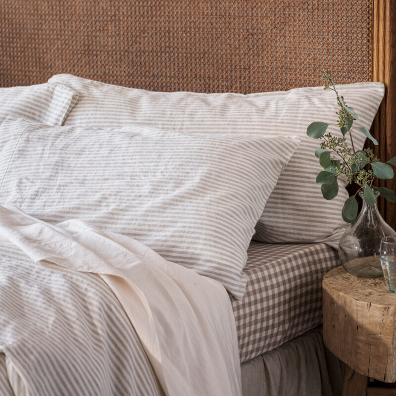 Oatmeal Stripe Linen Blend Pillowcase (Pair)
