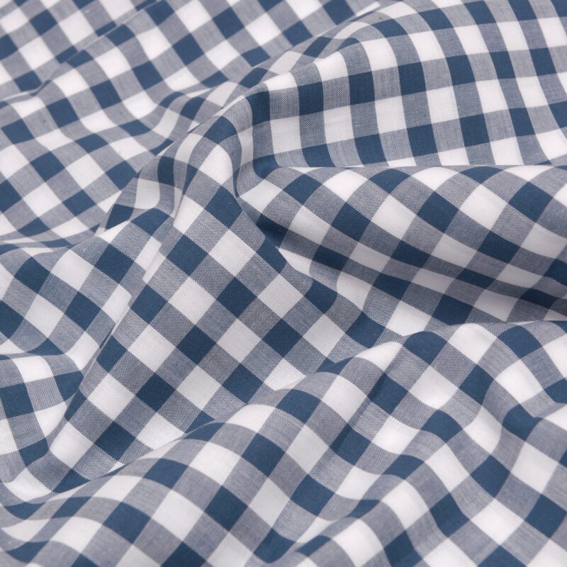 Indigo Small Gingham Cotton Flat Sheet - Image 2
