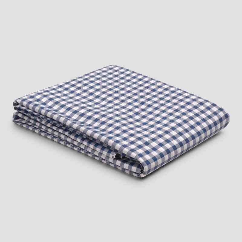 Indigo Small Gingham Cotton Flat Sheet - Image 3