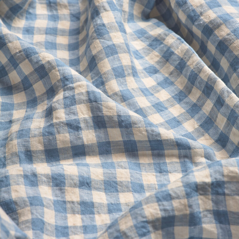 Warm Blue Gingham Linen Blend Pillowcase (Pair) - Image 3