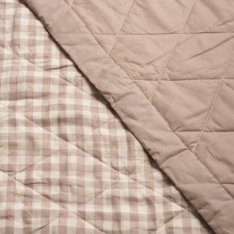 Mushroom Gingham Linen Quilt - Image 3