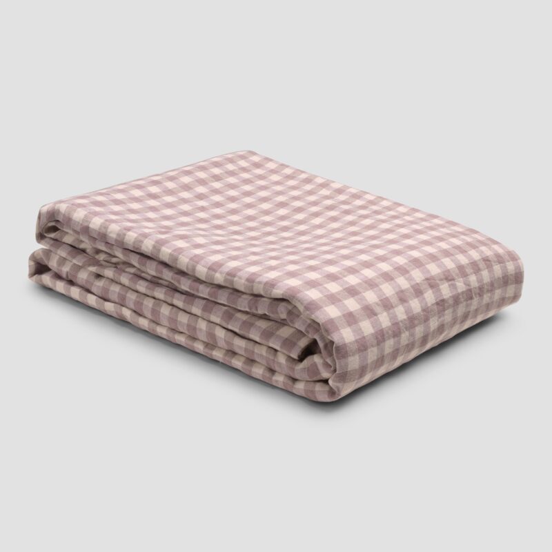 Elderberry Gingham Linen Blend Duvet Cover - Image 4