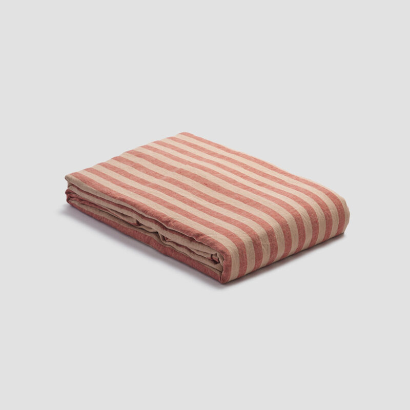 Sandstone Red Pembroke Stripe Linen Blend Duvet Cover - Image 3