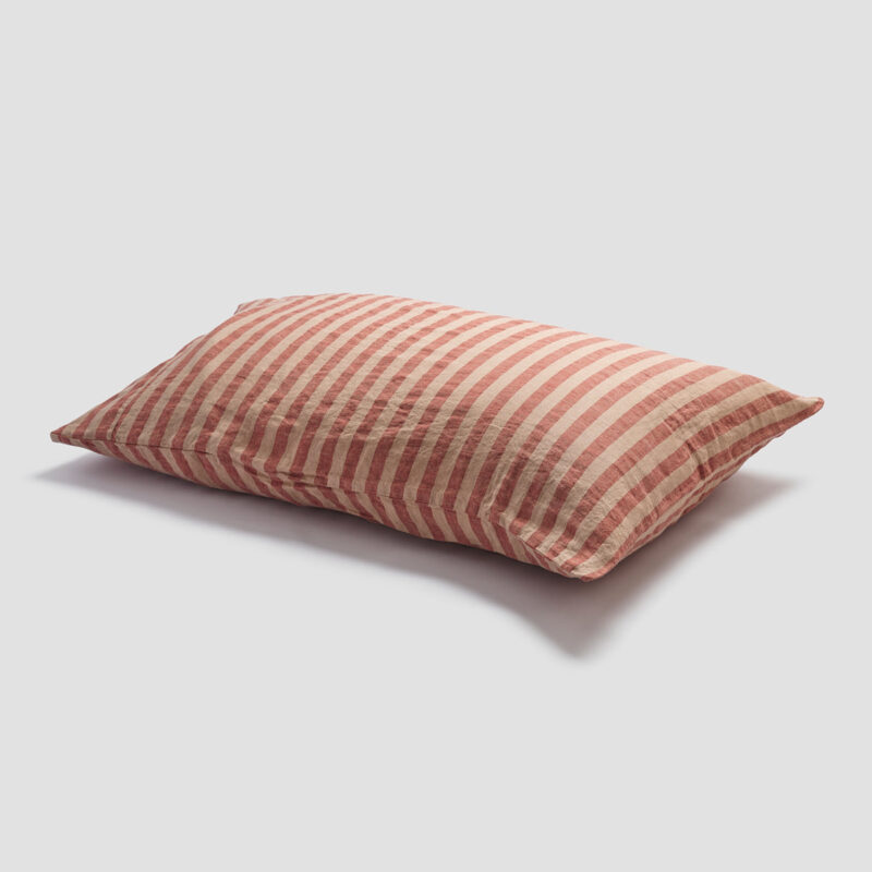 Sandstone Red Pembroke Stripe Linen Blend Pillowcase (Pair) - Image 4