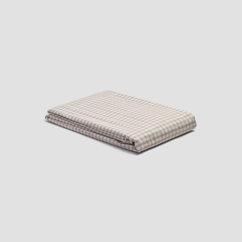 Cafe au Lait Small Gingham Cotton Duvet Cover - Image 2