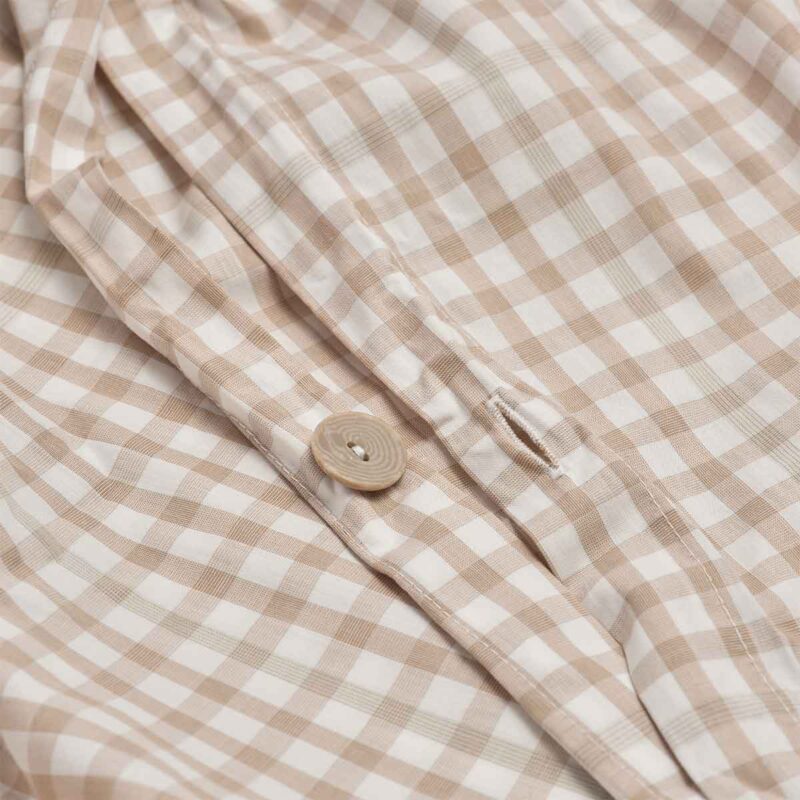 Cafe au Lait Small Gingham Cotton Duvet Cover - Image 3